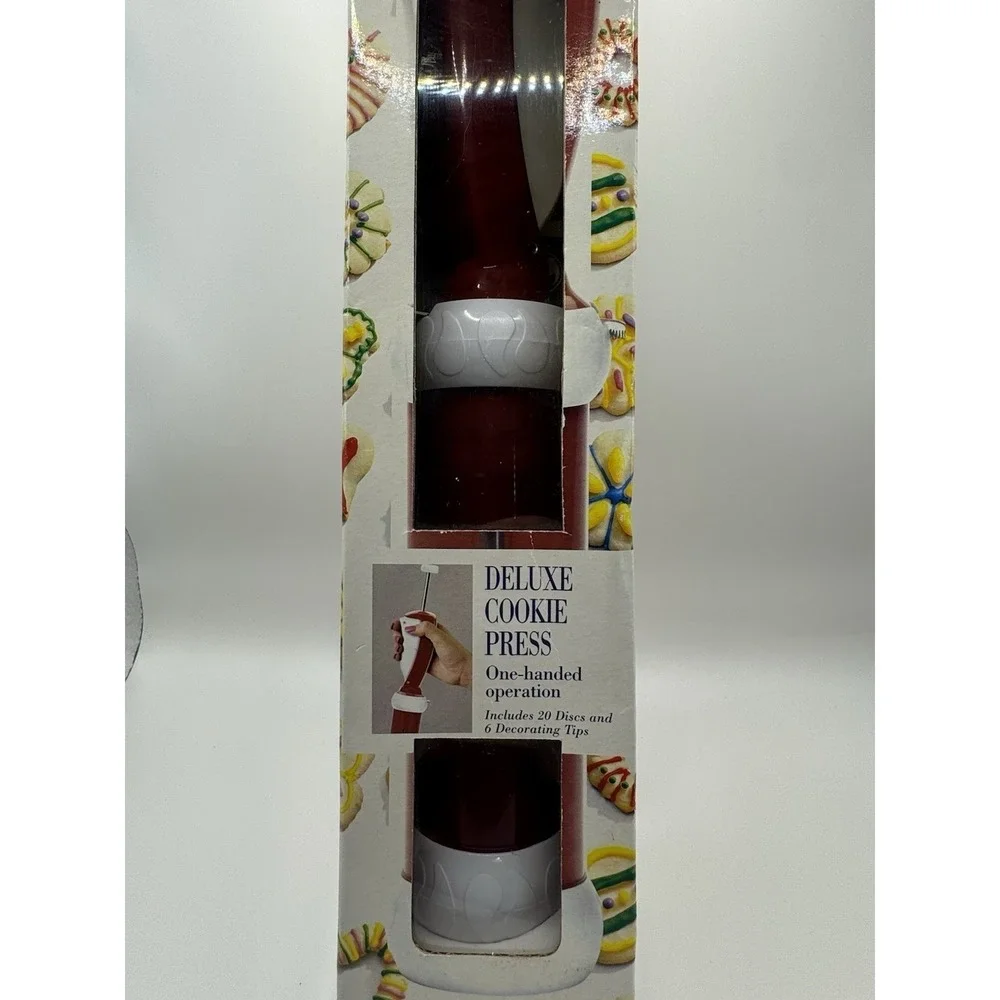 Deluxe Cookie Press One-Handed Baker's Advantage by Rosheco 27pc Red White